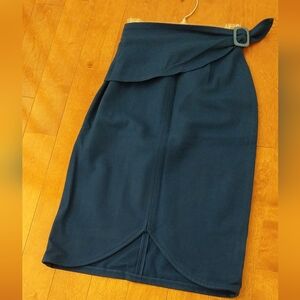 Vintage Wool Blend Blue Women's Skirt